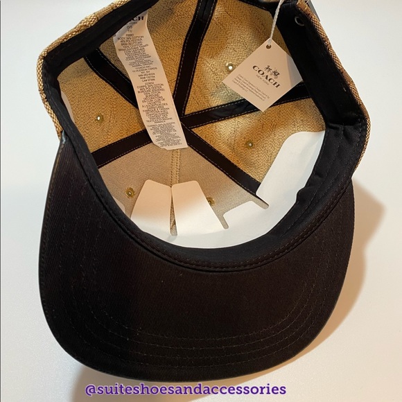 COACH SIGNATURE FLAT BRIM HAT MENS BROWN NWT - Picture 6 of 7